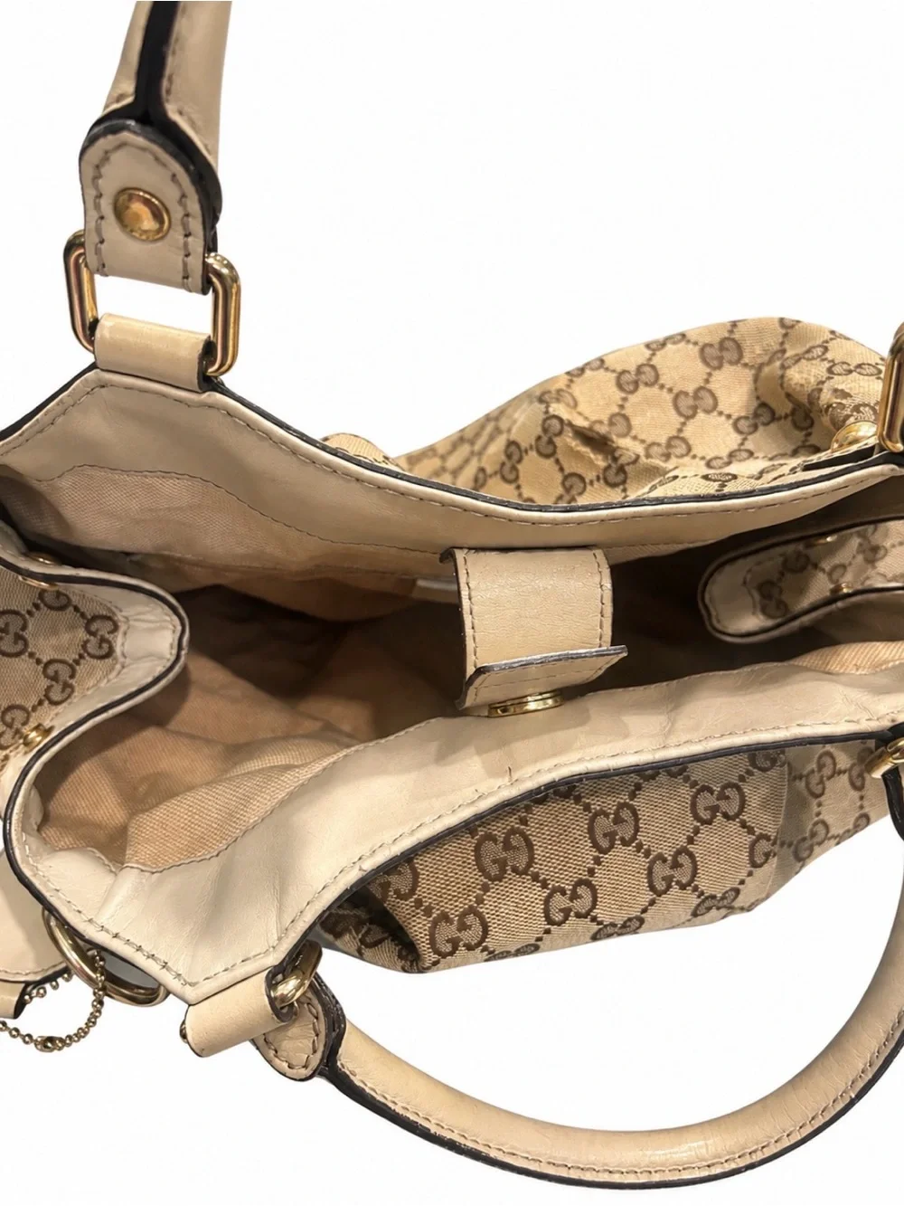 Gucci GG Monogram Canvas Hobo Shoulder Bag Vintage Beige/Brown – Needs Cleaning